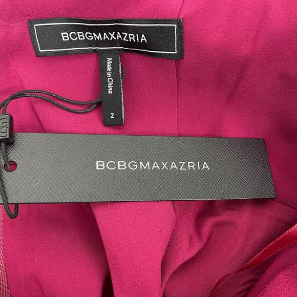 BCBGMaxAzria Gracie One Shoulder Chain Gown Column Dress Beet Size 2 - Picture 12 of 13